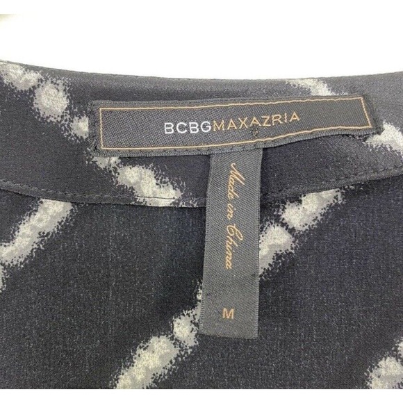 BCBG Max Azria Black & White Striped Top Empire Waist Blouse SZ Medium - Picture 5 of 11